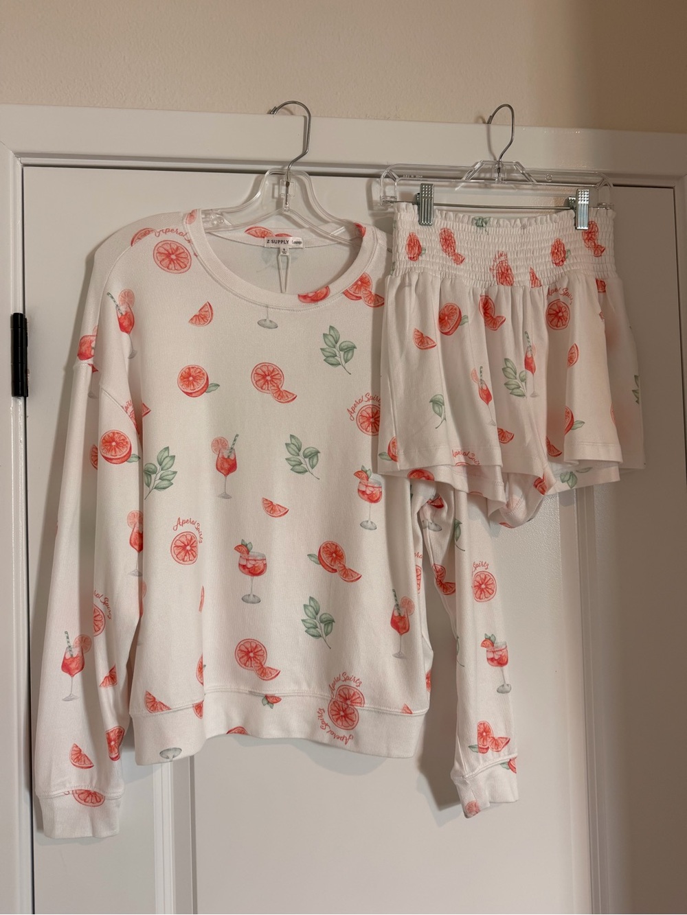 Z Supply Aperol Spritz Lounge Top & Shorts MATCHING SET White Multi (Size Small) - Picture 3 of 15